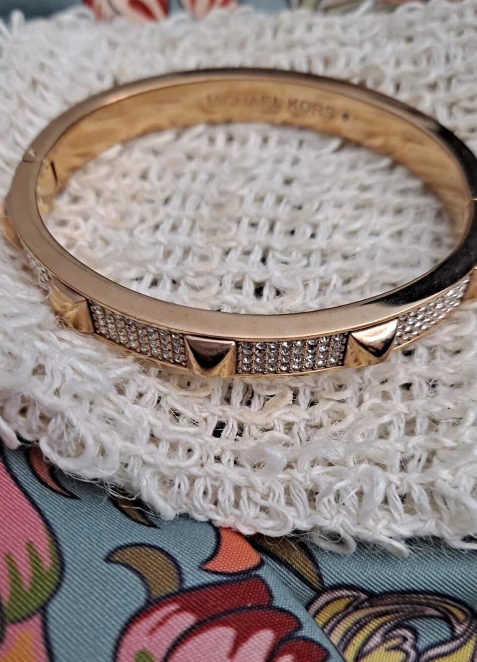 Michael Kors Bangle Pink Gold Stud Crystal Bracelet